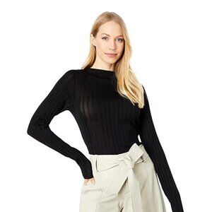 Vince Black Ribbed Long Sleeve Top